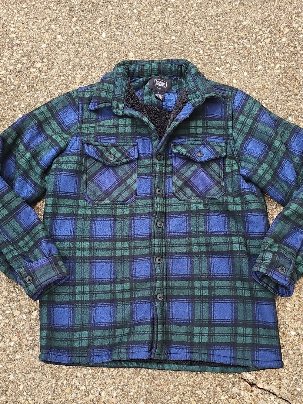 Berkley Jensen Sherpa-Lined Green Blue Plaid Field Jacket Small
